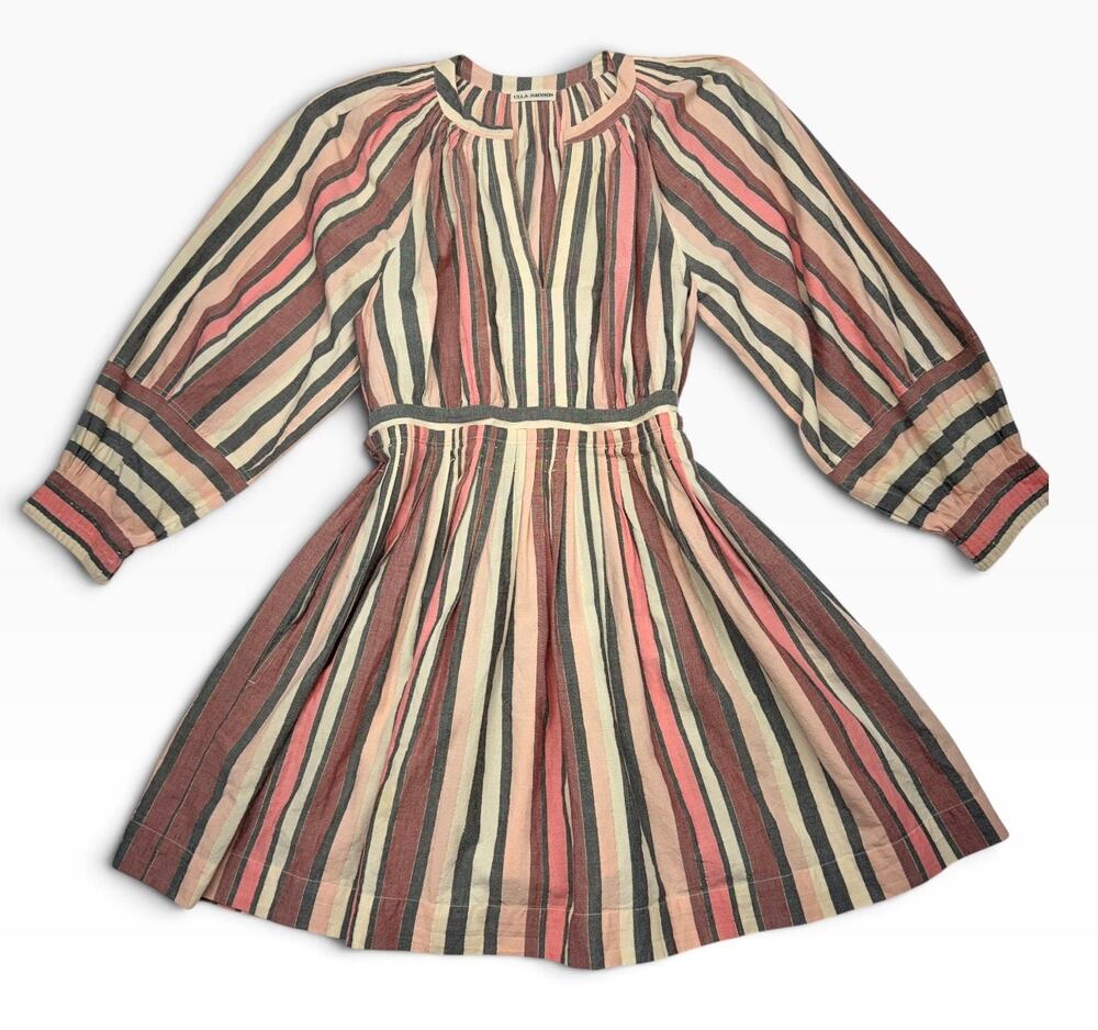 Ulla Johnson Striped Mini Dress Women Multicolor Long Sleeve Boho Fit Flare